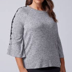Lane Bryant 18/20 Grey sweater with black lace